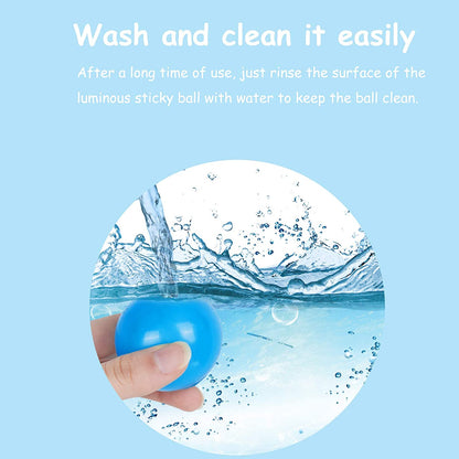 Sticky Ceiling Balls, Sticky Balls for Ceiling, Stress Relief Glow Toys Glow in the Dark, Sticky Wall Balls Stuck on the Roof, Tear-Resistant, for Children and Adults